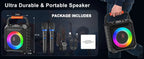 Karaoke Machine with 2 Wireless Microphones Portable Speaker LED Lights Kids Adults