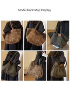 Oversized Leopard Print Shoulder Bag Women Canvas Large Capacity Shopping Tote