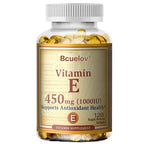 Bcuelov Vitamin E 450MG  Supports Immune System & Skin Nutrition Natural Antioxidant Gluten & Dairy Free