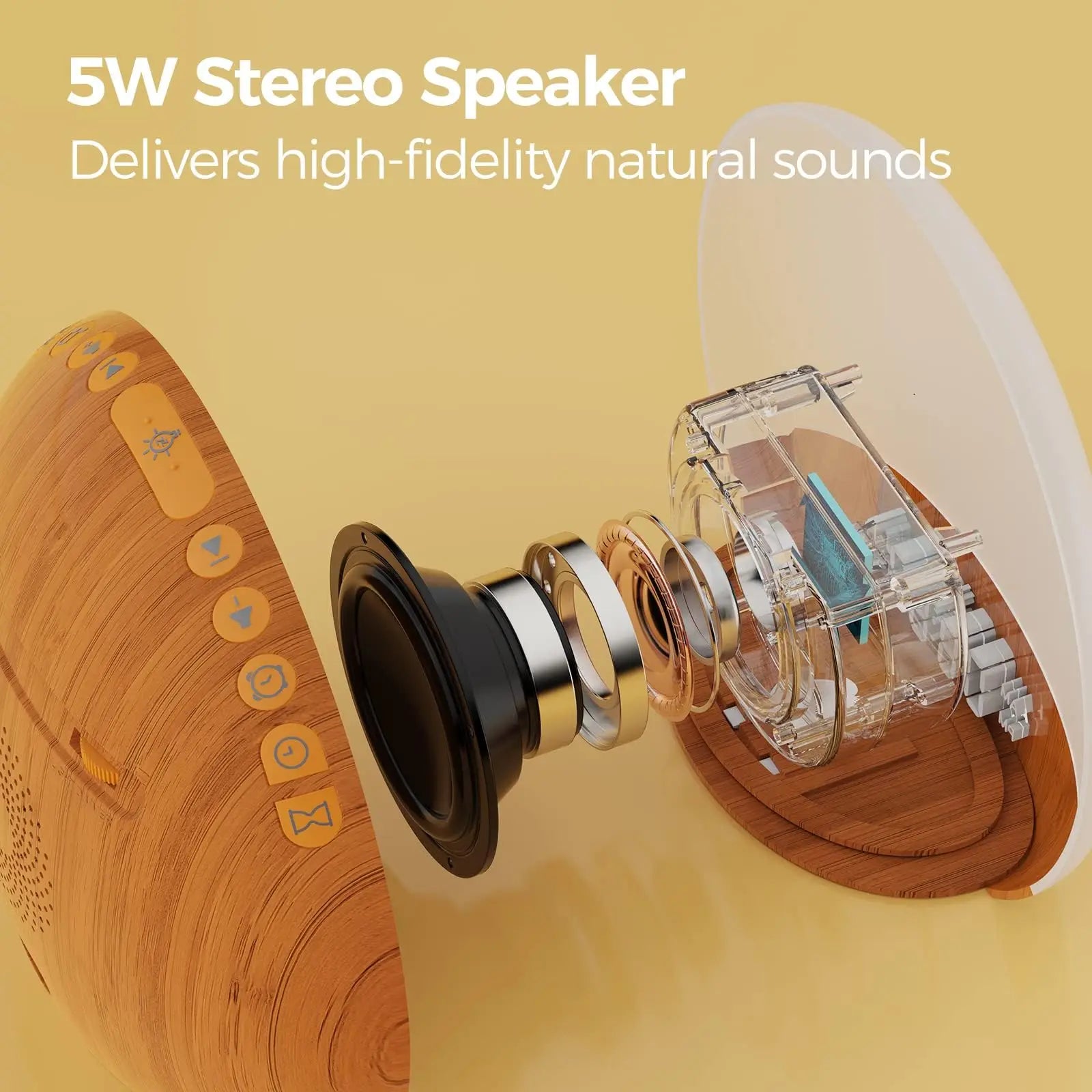 Wood Grain Sunrise Alarm Clock Sound Machine Nightlight Digital Dimmable for Bedroom 26 Sleep Sounds Baby Adults Kids