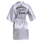 Customized Name Date Wedding Bathrobe Faux Silk Bridal Robe Bridesmaid