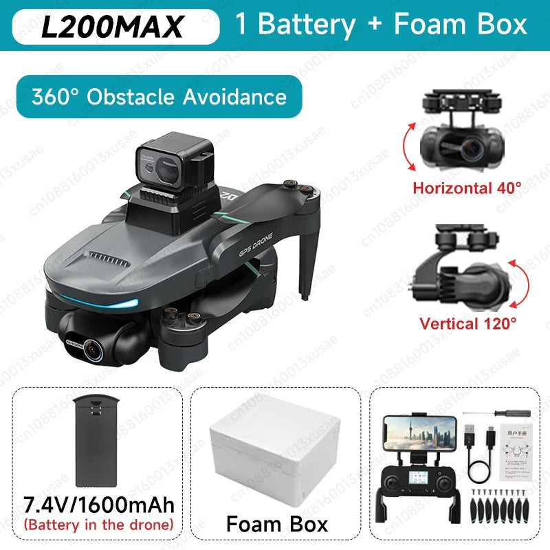 L200 PRO MAX Brushless Motor 2-Axis Gimbal 4K Professional GPS Drone 360° Obstacle Avoidance 5G WIFI Quadcopter Drone RC