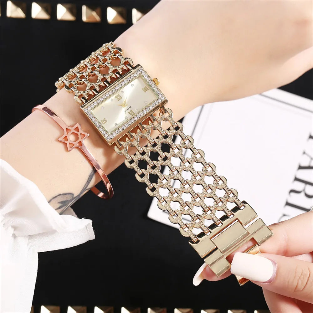 Luxury Noble Gold Ladies Quartz Watch Women's Bracelet