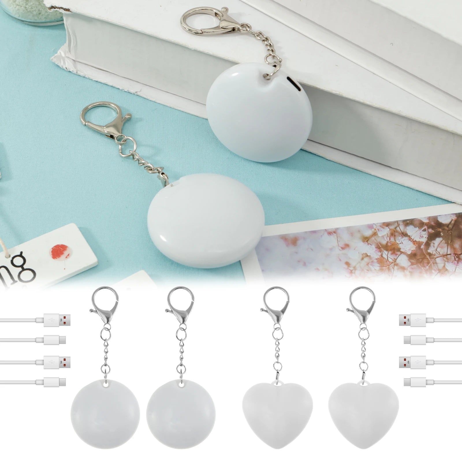 2Pc Purse Glow Heart Light LED Automatic Touch Activated Handbag Light Night Light