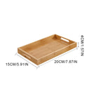 Wide Bamboo Organizer Tray with Handles for Cutlery Serving Spoons Cooking Utensils Teapot Teacup