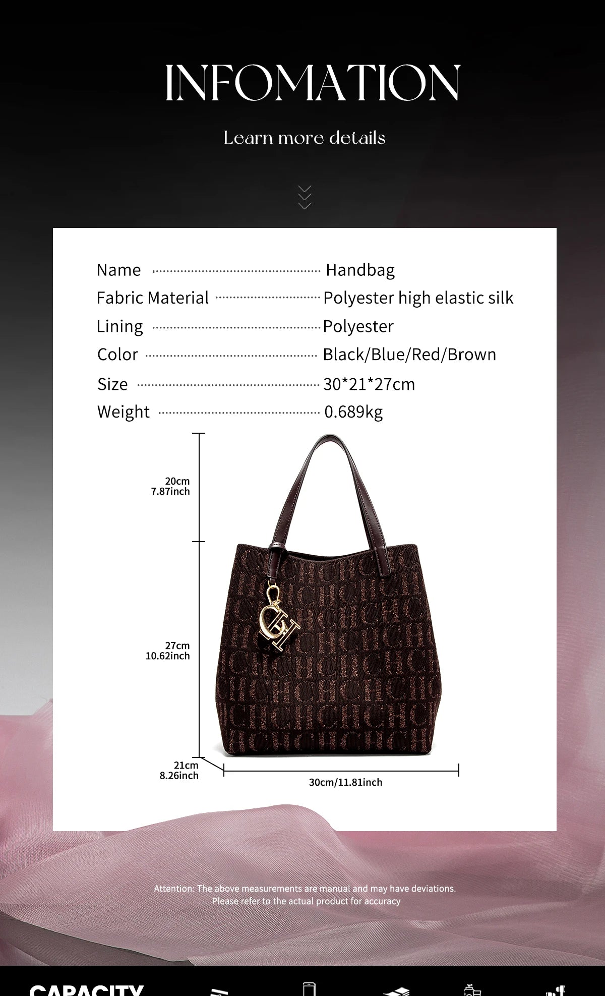 Fashion New Solid Color Women's Bucket Bag Large Capacity Letter Design Small Card Bag Accessories Handbag