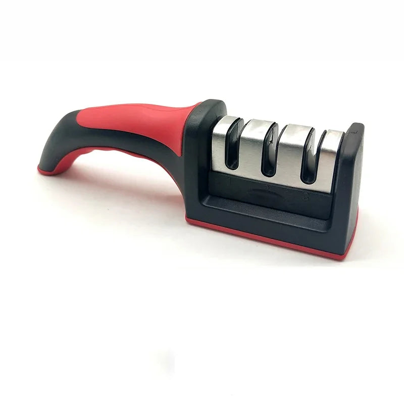 Knife Sharpener Handheld Multi-function 3 Stages Quick Sharpening Tool With Non-slip Base Kitchen Accessories