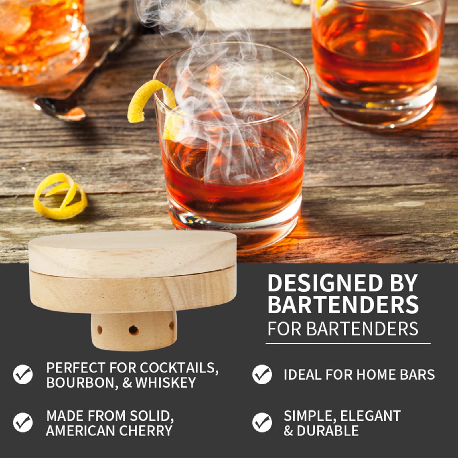 Cocktail Smoker Kit 4 Wood Chips Old Fashioned Whiskey Smoker Drink Accessories