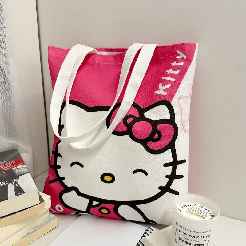 Hello Kitty Large Capacity Canvas Bag Fashion Shoulder Bag Holiday Gift for Girls