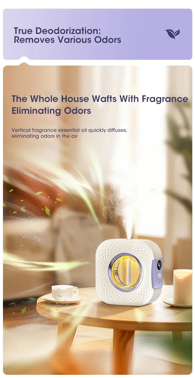 Smart Aroma Diffuser Air Purifier Digital Display Essential Oils 4 Gears Wall Mount Tabletop USB Charging