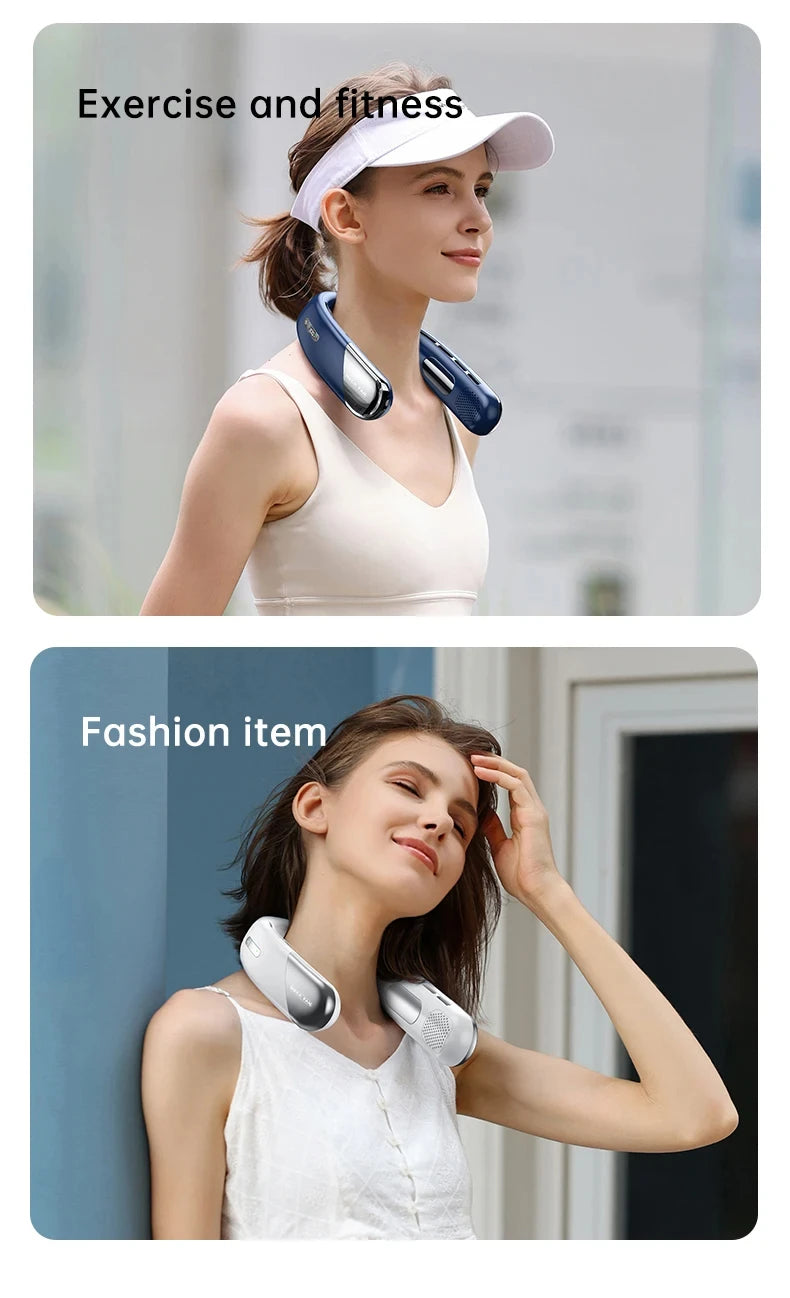 Xiaomi Portable Neck Fan 10000mAh Mini Bladeless Silent USB Rechargeable LED Digital Display 5th Gear Air Cooler