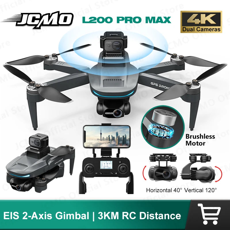 L200 PRO MAX Brushless Motor 2-Axis Gimbal 4K Professional GPS Drone 360° Obstacle Avoidance 5G WIFI Quadcopter Drone RC