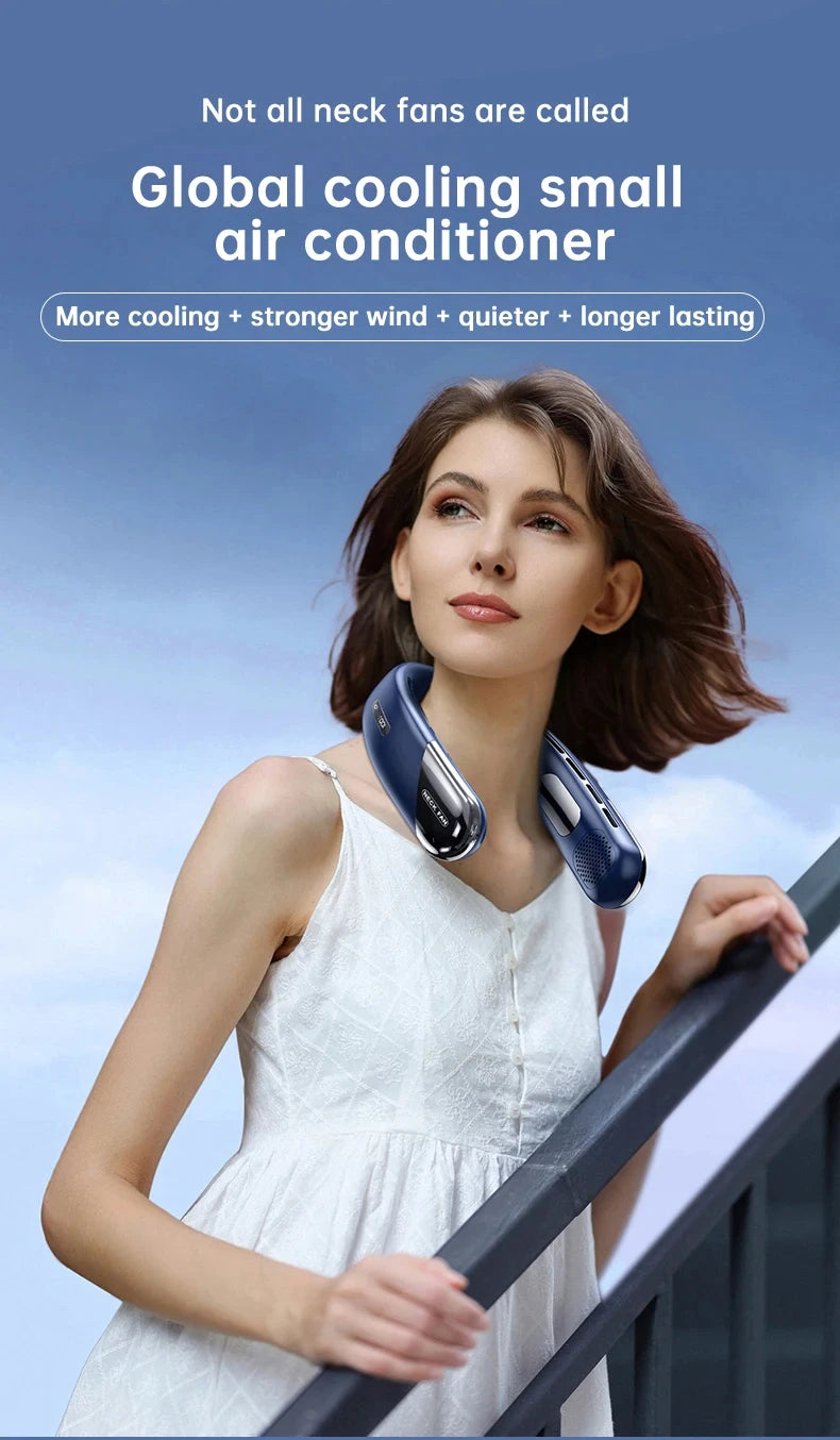 Xiaomi Portable Neck Fan 10000mAh Mini Bladeless Silent USB Rechargeable LED Digital Display 5th Gear Air Cooler