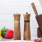 Wood Salt and Pepper Mills Set (with spare ceramic and brush)  Kitchen