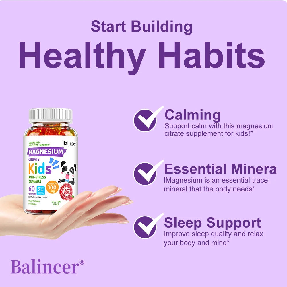 Magnesium Citrate Gummies Kids Calming Anti-stress Nutritional Supplement