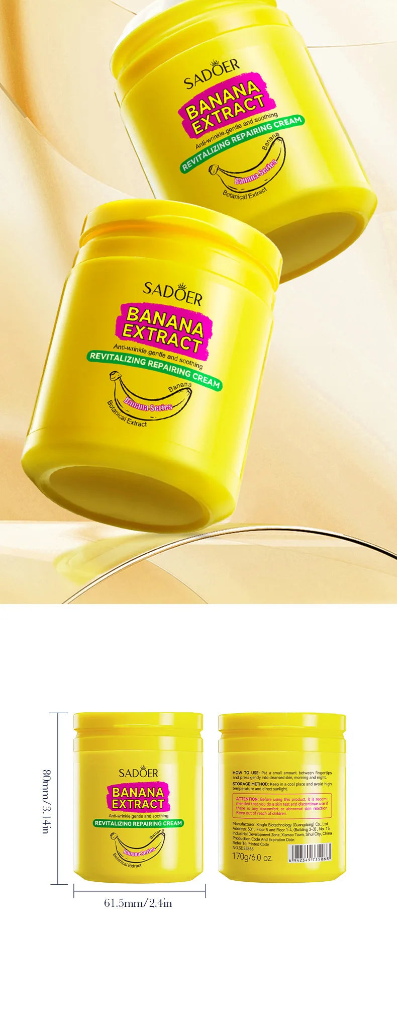 SADOER Banana Skin Brightening Cream Moisturizing Facial Hydrating Face Beauty Skin Care Products