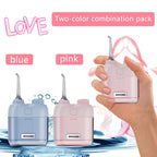 YUESI Portable Water Flosser Travel Mini Dental Irrigator 2 Nozzles 4 Modes Continuous Flow Plaque Busting Teeth Cleaning