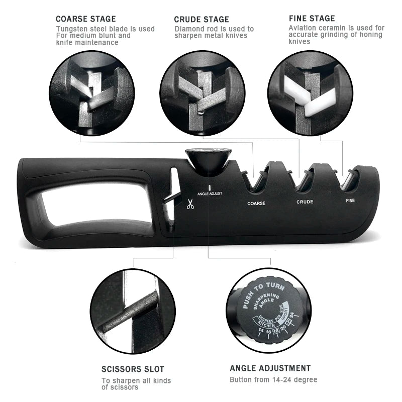 Knife Sharpener 5 in 1 Adjustable Angle Scissors Sharpening
