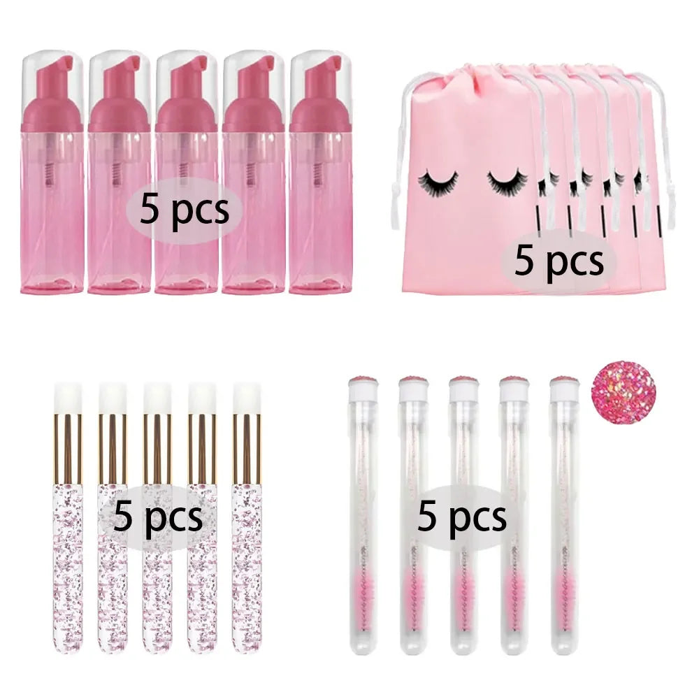 20/40PCS Suit 60ML Empty Pump Bottle Eyelash Shampoo Tool Travel Foam Dispenser Bottle Plastic Cleanser Soap Care
