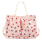 Tote Bag Cute Strawberry Patched Purse Women Fabric Large Capacity Purse Adjustable Shoulder