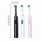 Round Rotating Electric Toothbrush Adults 5 Cleaning Modes USB Rechargeable 4/8 Replacement Heads