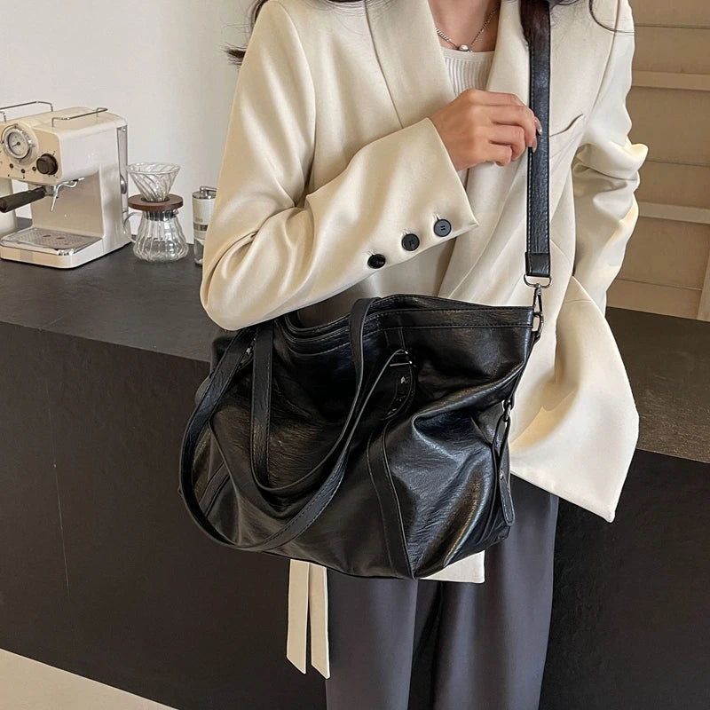 MOODS Large Sized Tote Bags For Women Soft Leather Large Capacity Shoulder Crossbody Quality