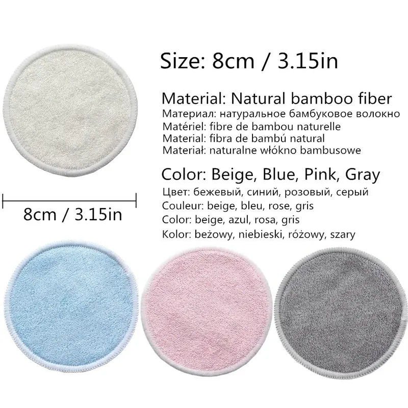 12PC Reusable Round Cotton Pads Makeup Remover Washable Round Bamboo Nursing