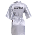 Customized Name Date Wedding Bathrobe Faux Silk Bridal Robe Bridesmaid