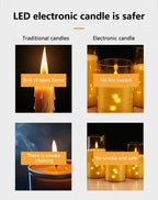 Flameless LED Candles with Embedded Star String Battery Operated Flickering Pillar Candle Light with Remote and Timer Home Decor