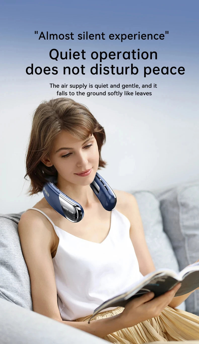 Xiaomi Portable Neck Fan 10000mAh Mini Bladeless Silent USB Rechargeable LED Digital Display 5th Gear Air Cooler