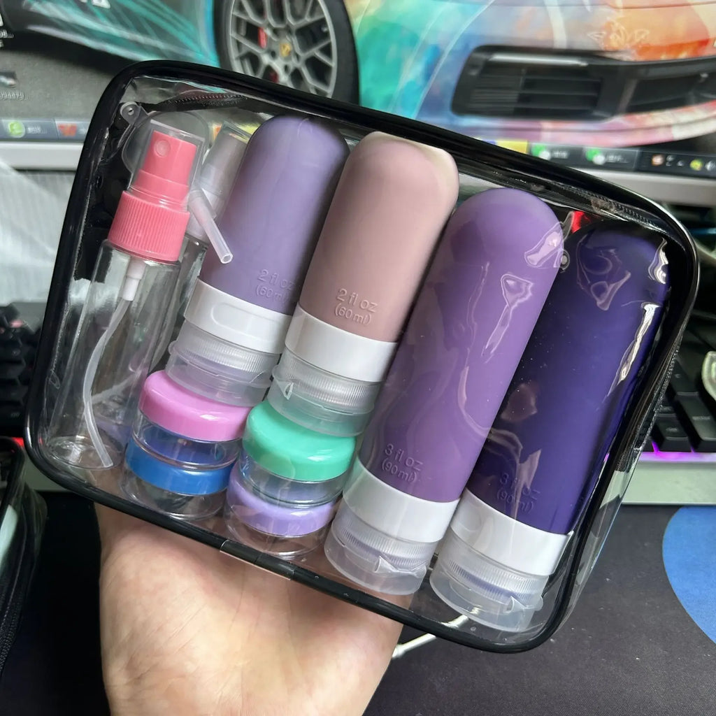 17/4Pcs Travel Bottles Set Leak Proof Refillable Shampoo Conditioner Lotion Liquid Empty