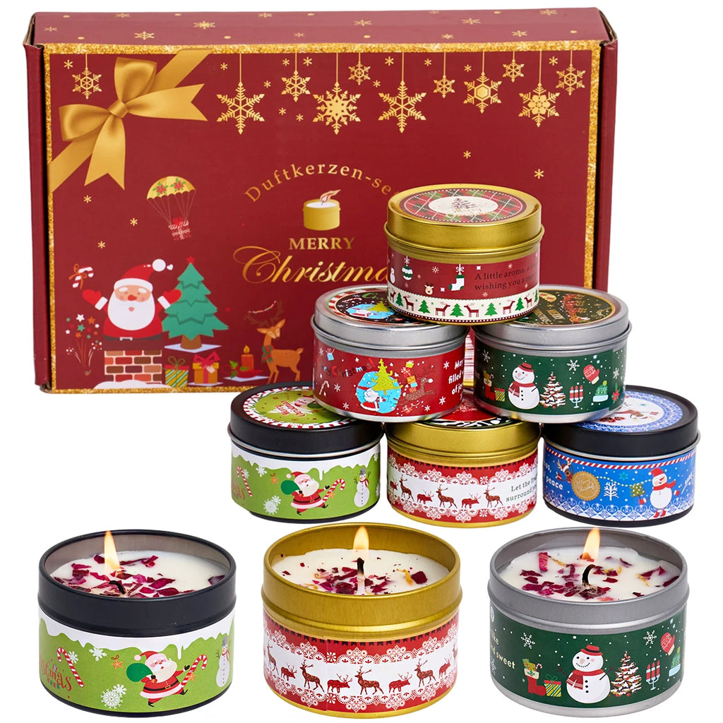 Christmas Scented Candle Set Gift Smokeless Aromatherapy Stonedried Flower Soy Wax