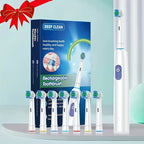 Round Rotating Electric Toothbrush Adults 5 Cleaning Modes USB Rechargeable 4/8 Replacement Heads