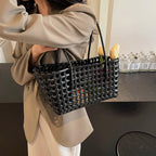LEFTSIDE Small Solid Color Weave Tote Bags Shoulder Bag Handbags