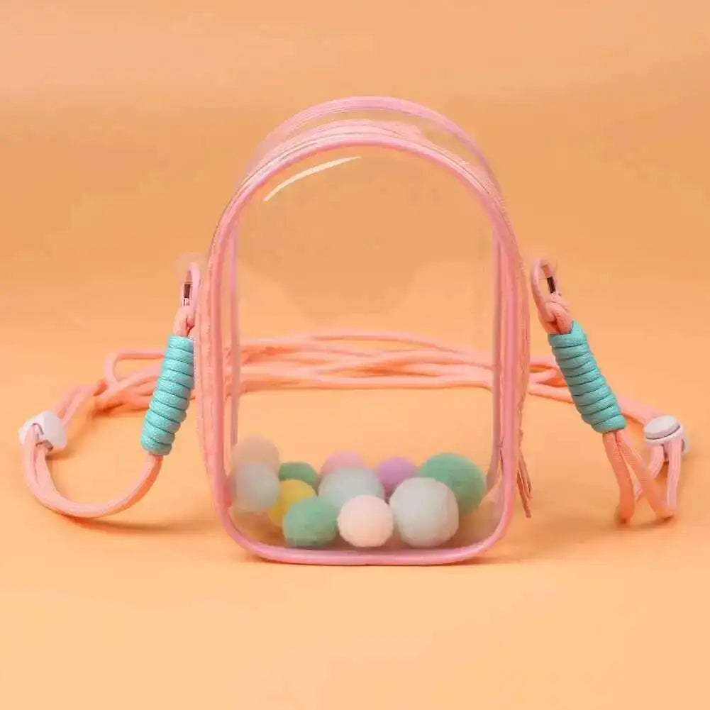 Labubu Protect Case Sitting Party 15cm Cotton Doll Shoulder Bag PVC Storage