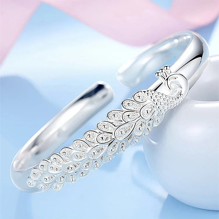 Trendy 925 Sterling Silver Bracelet Fashion Jewelry Adjustment Cuff