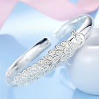 Trendy 925 Sterling Silver Bracelet Fashion Jewelry Adjustment Cuff