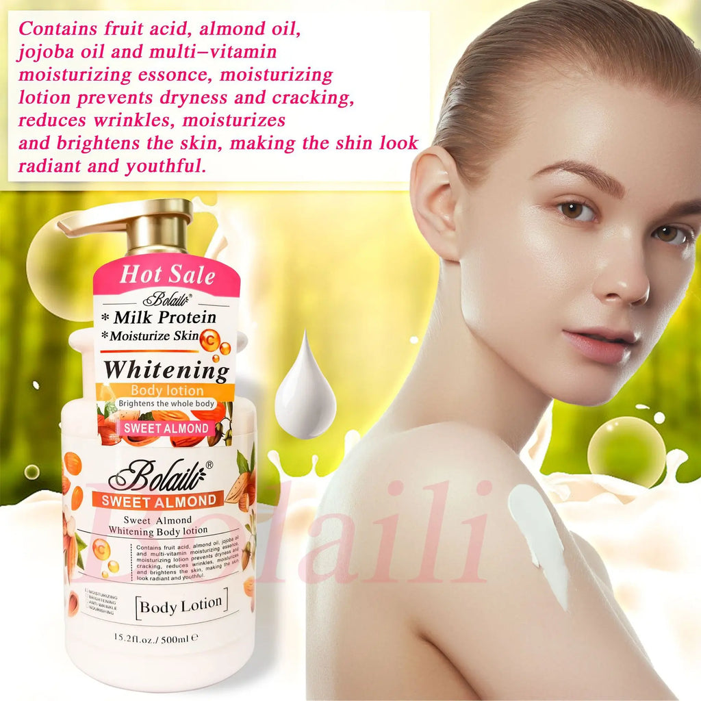 500ml Almond Whitening Body Lotion & Scrub Body Wash Exfoliating Moisturizing Whitening Skin Lightening Increase Skin Radiance