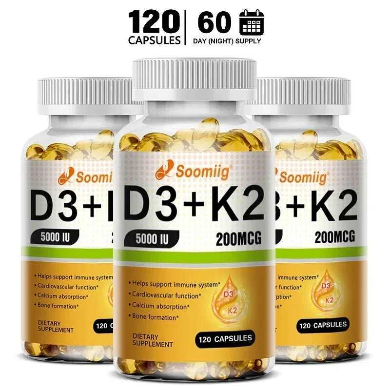 Vitamin D3 5000IU and 200 Mcg Vitamin K2 (MK-7) Capsules