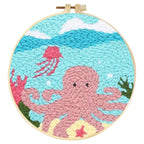 Punch Needle Kits for Beginners Adults Embroidery Starter Craft Tools Ocean Life Theme DIY Wall Art Gift for Women