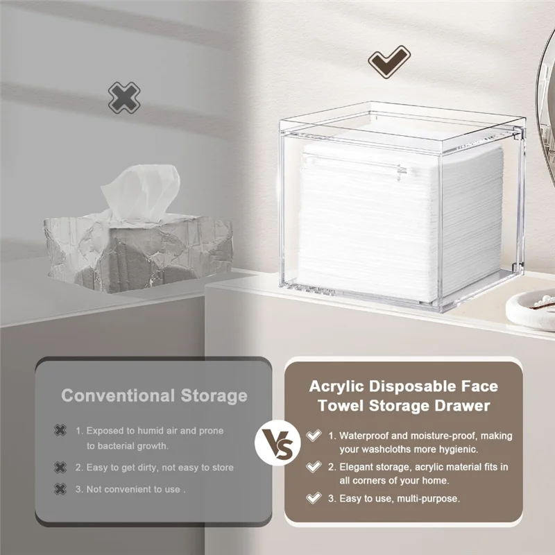 ABUN Clean Skin Club Towel XL Storage Box Dispenser Acrylic