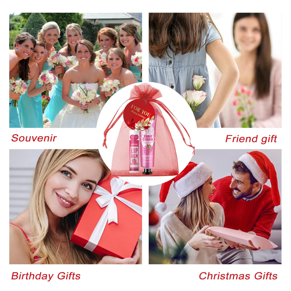 96pcs gift set hand cream and lip balm with thank you card and bag suitable for wedding ladies party