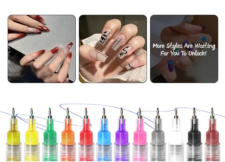 Nail art Markers Customized Special Needle Tube Pens Hand Drawn Outline Acrylic Paint