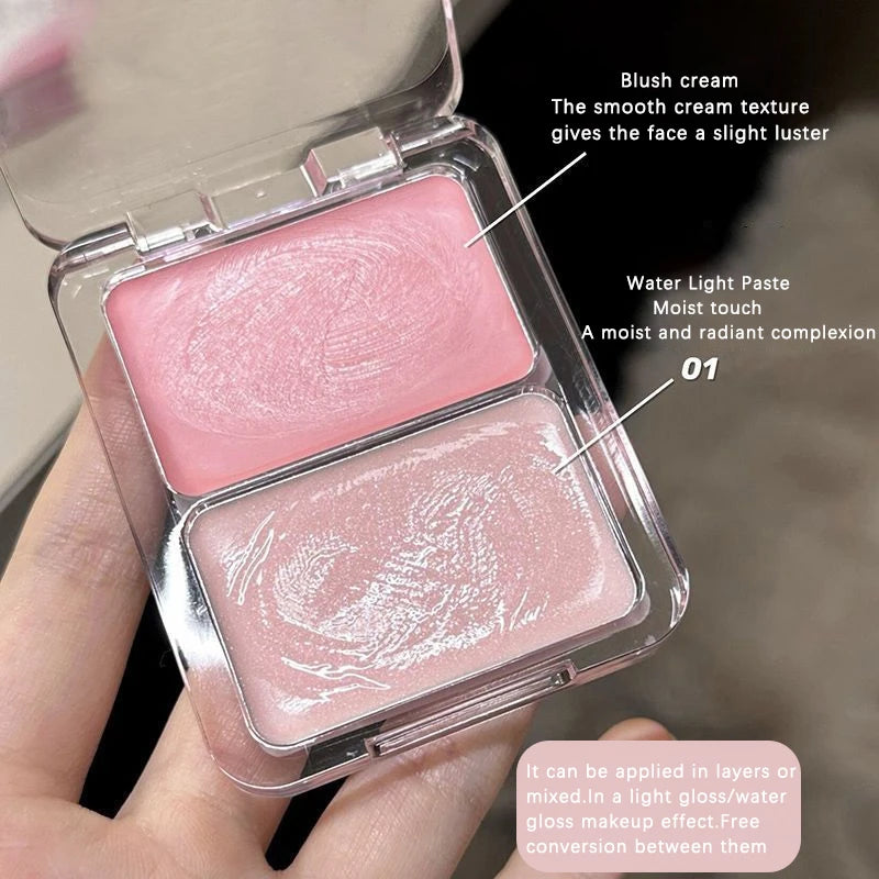 Two-Color Jelly Glow Blush pink apricot red rouge Korean cream texture brightening