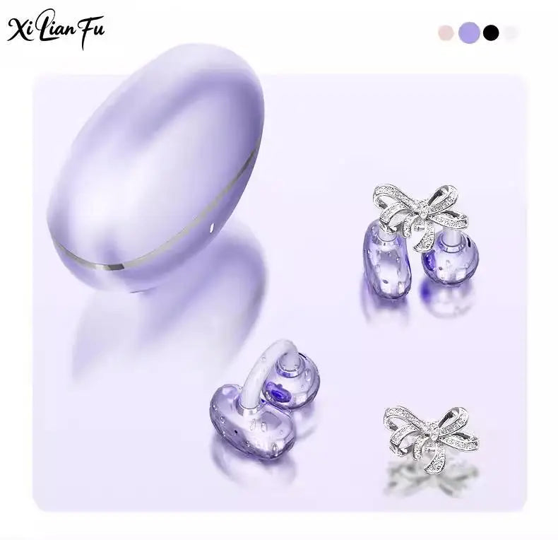Clip-On Earbuds Wireless Bluetooth 5.4 Comfortable Open Ear Headphones with Aurora Earrings 50h Play Christmas Gifts