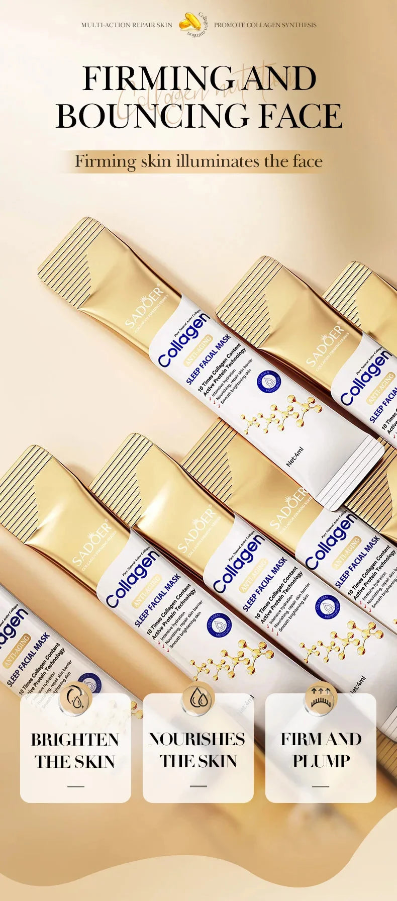 Collagen Sleeping Facial Masks Moisturizing Brightening Firming Hydrating