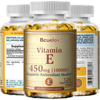 Bcuelov Vitamin E 450MG  Supports Immune System & Skin Nutrition Natural Antioxidant Gluten & Dairy Free