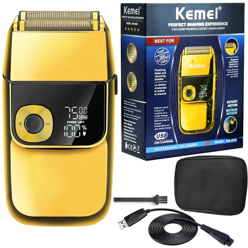 Kemei 2028 Barber Professional Beard Hair Shaver For Men Electric Rechargeable