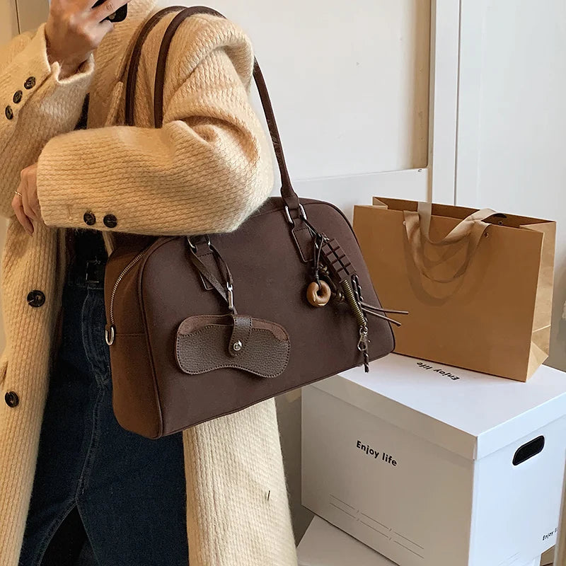Big Size Women Bags Suede Large Capacity Shoulder Crossbody With Long Strap