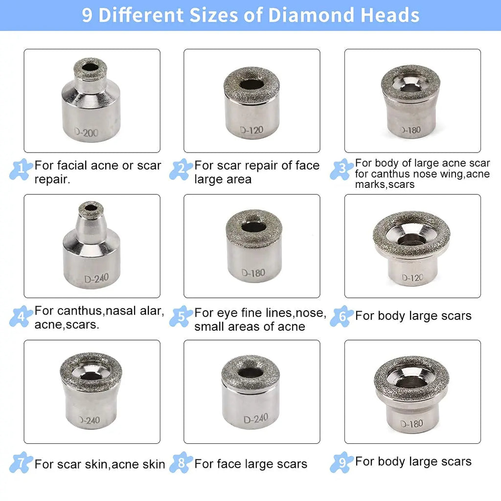 Microdermabrasion Machine Skin Peeling Replacements 9 Tips 3 Wands